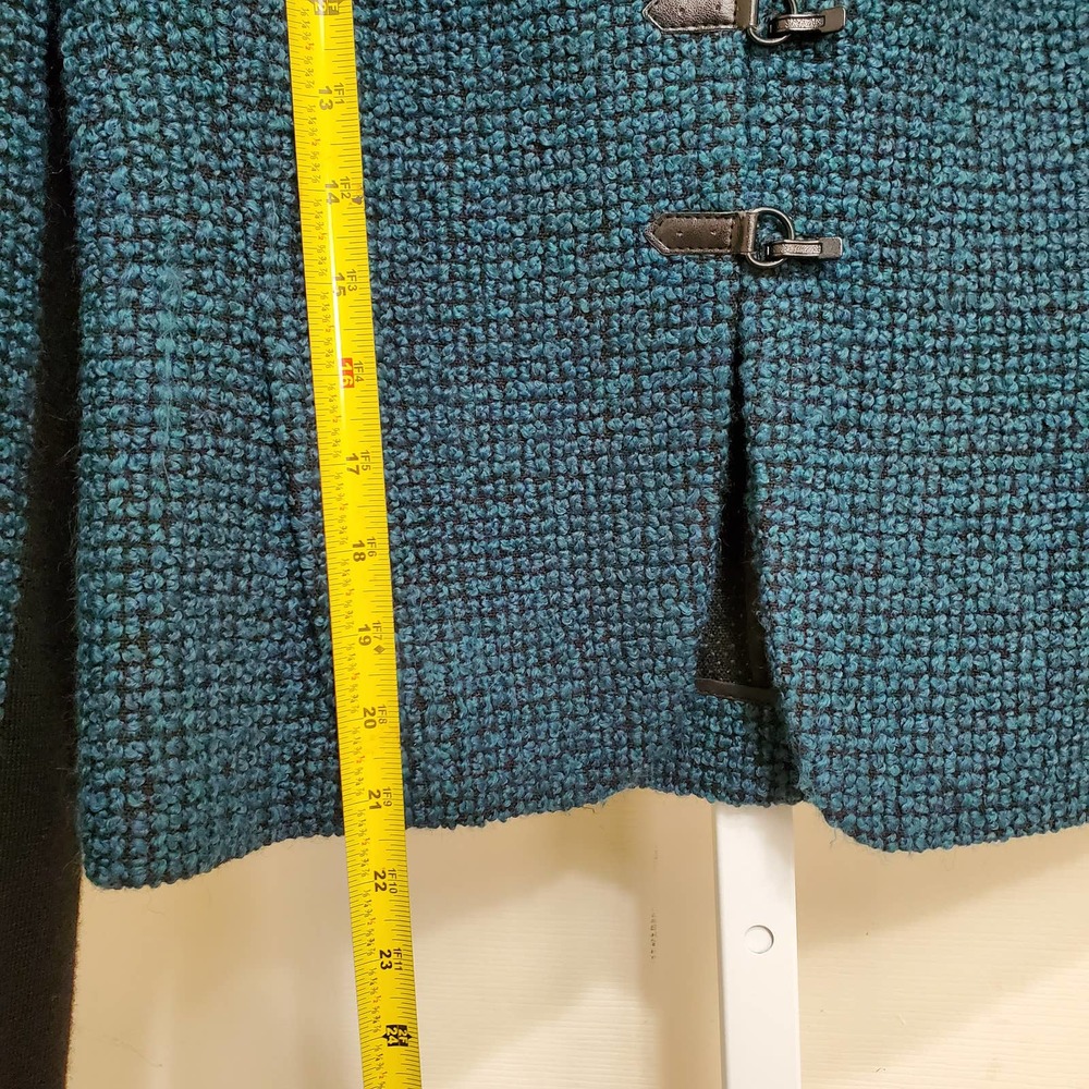 AKRIS PUNTO Emerald Green/Black Textured Buttoned Wool Blend Blazer sz US 8 - Picture 10 of 10